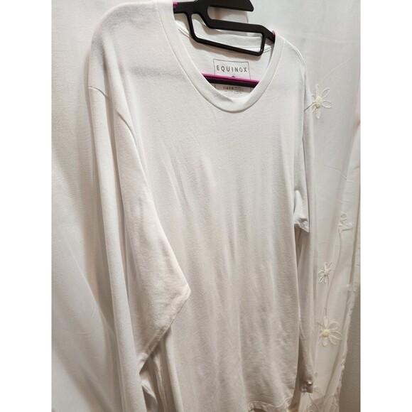 EQUINOX WOMENS LARGE WHITE SHIRT COTTON LONG SLEEVES BASIC SOLID PLAIN CAPSULE - Picture 2 of 10